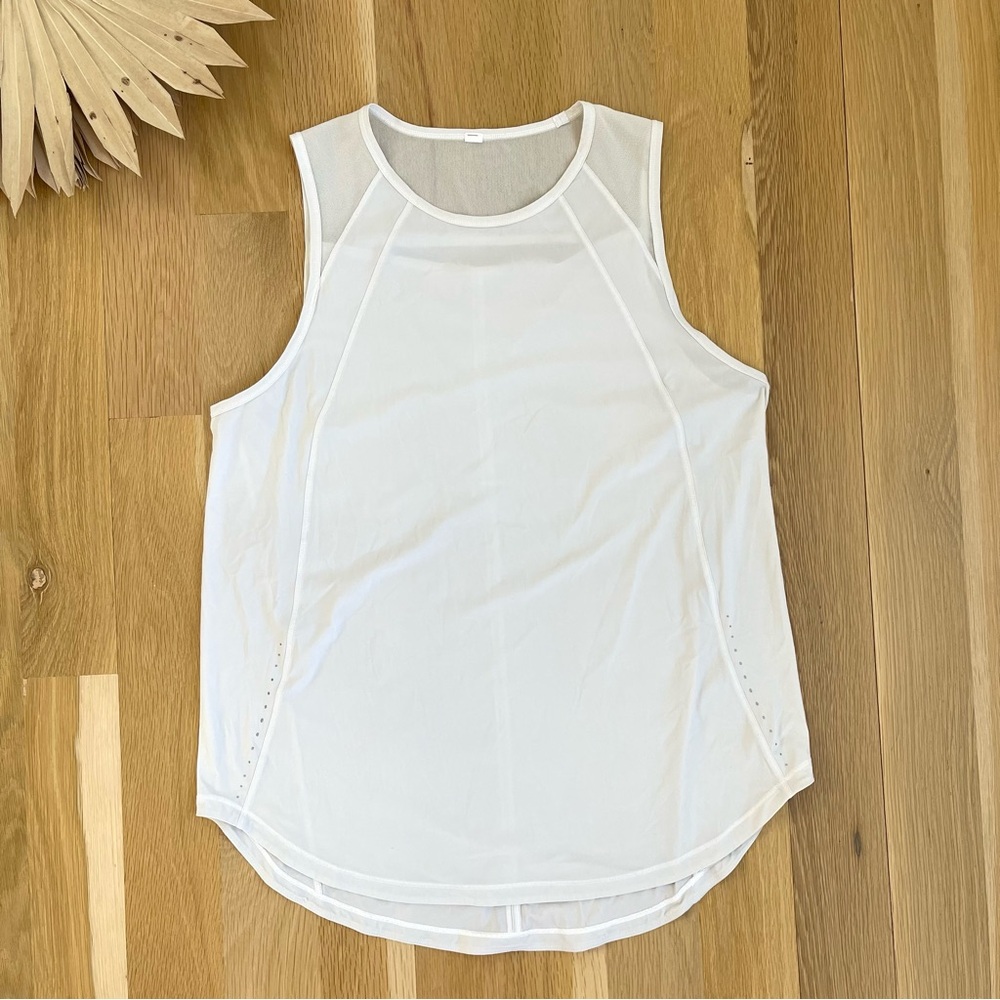 Lululemon Athletica Sculpt White or Ocean Air Mesh Sleeveless Tank Top Size 10